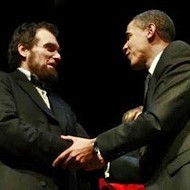 Obama, con un actor interpretando a Lincoln.