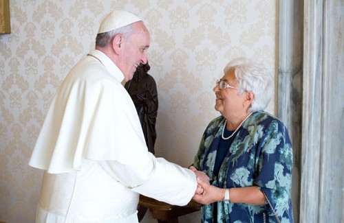 El Papa Francisco, con Maria Voce, presidenta del Movimiento de los Focolares, en septiembre