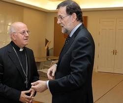 El presidente de la Conferencia Episcopal, Ricardo Blázquez con el presidente del gobierno, Mariano Rajoy