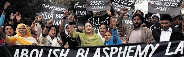 Manifestación en Pakistán pidiendo la liberación de Asia Bibi y la abolición de la Ley de Blasfemias