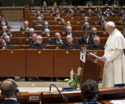 El Papa Francisco en su visita al Consejo de Europa -entidad que incluye muchos más países que la Unión Europea-