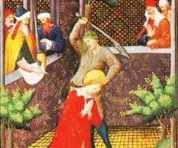 Martirio del Santo. Libro de Horas. Siglo XIV.
