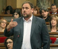 Oriol Junqueras, líder de ERC, en el Parlamento autonómico catalán
