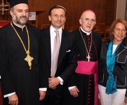 El sacerdote ortodoxo Gabriel Nadaf, el líder judío David Hatchwell, el arzobispo Osoro y la especialista Mayte Rodríguez