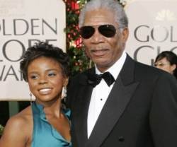 Edena Hines con Morgan Freeman - él la trató siempre como nieta pese a no tener lazos de sangre