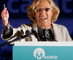 Manuela Carmena, dirigente de la formación populista Ahora Madrid y alcaldesa de la capital de España
