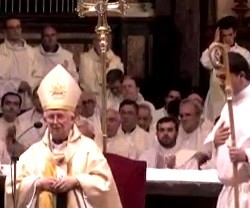 El cardenal da las gracias a los asistentes al final de la misa de desagravio