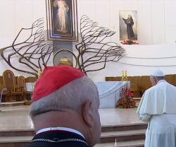 El Papa en el Santuario de la Misericordia, anexo al convento donde reposa Santa Faustina