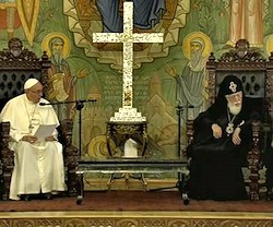 Francisco y el patriarca ortodoxo Elías II recordaron sus mutuos gestos de proximidad ecuménica.