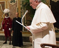 El Papa Francisco, durante su discurso centrado en el ecumenismo
