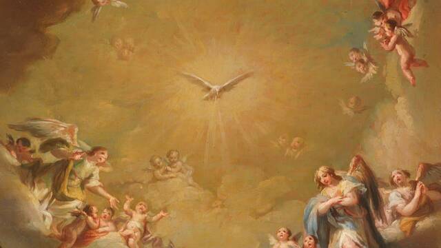  'Adoración del Espíritu Santo por los ángeles' de Jacinto Gómez Pastor.