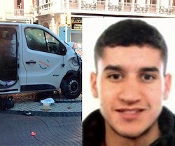 Younes Abouyaaqoub conducía la furgoneta que asesinó el jueves a 13 personas.