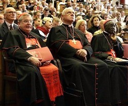 Los cardenales Burke, Müller y Sarah, en el congreso Summorum Pontificum.