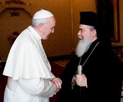 Teófilo III, Patriarca de los ortodoxos de Tierra Santa, visita al Papa Francisco