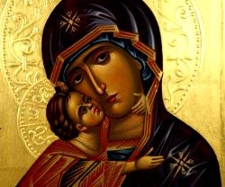 El Niño junta su carita a la de la Virgen de Vladimir, o de la Ternura