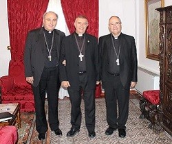 De izquierda a derecha los obispos Celso Morga (Mérida-Badajoz), José Luis Retana (Plasencia) y Francisco Cerro (Coria-Cáceres
