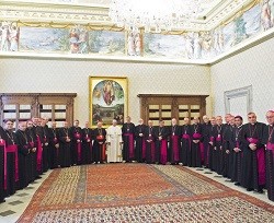 Los obispos chilenos con el Papa, durante la última visita Ad Limina