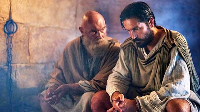 James Faulkner (San Pablo) y Jim Caviezel (el evangelista San Lucas) en la película de Andrew Hyatt sobre el Apóstol de los Gentiles.