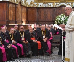 El Papa con los obispos de Chile en enero de 2018