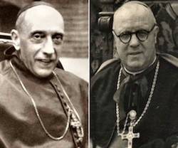 A la izquierda, el cardenal Vidal y Barraquer; a la derecha, el obispo Múgica.