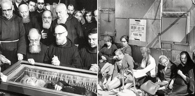 La muerte del Padre Pío el 23 de septiembre de 1968 dio lugar a una gran movilización popular para ver sus restos y asistir al funeral. Fotos: Ansa.it