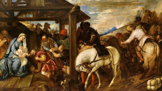 Adoración de los Reyes Magos de Tiziano.
