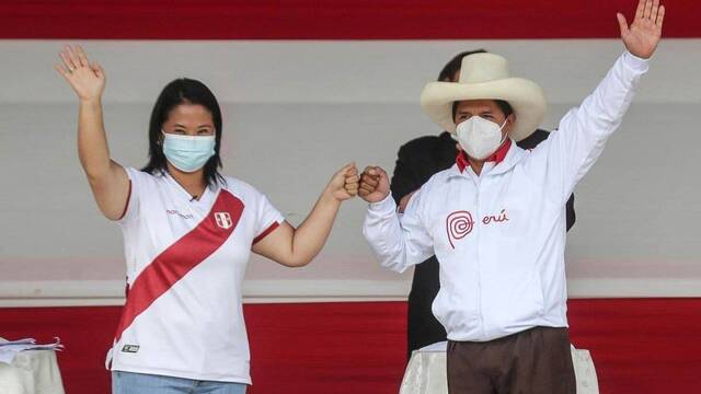 Keiko Fujimori y Pedro Castillo, candidatos a la presidencia del Perú