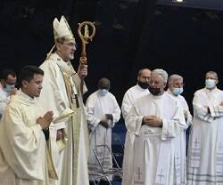 El Patriarca Pizzaballa en la Domus Galilae, el seminario Redemptoris Mater 