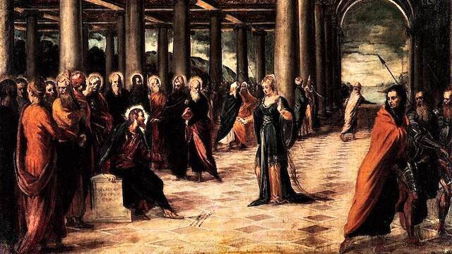 Tintoretto: Cristo y la mujer adúltera.