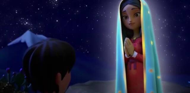 La aparición de la Virgen a San Juan Diego en un boceto de la película Tepeyac - no es la versión definitiva