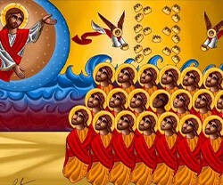 Icono con los mártires coptos asesinados en Libia