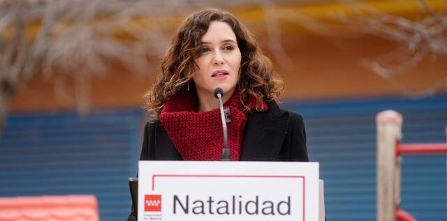Isabel Díaz Ayuso presentando su plan de natalidad de 2022 - foto Comunidad de Madrid