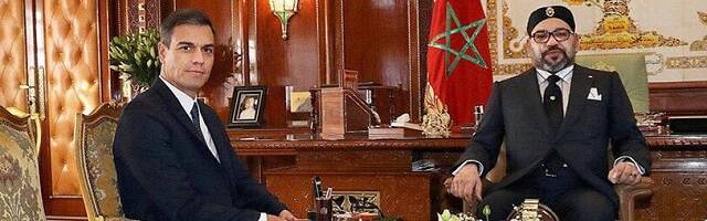 Pedro Sánchez con Mohamed VI, rey de Marruecos, a principios de mes... Sánchez a veces felicita Ramadán, nunca Pascua ni Navidad