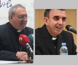 Gil Tamayo, coadjutor de Granada, y Ernesto Brotons, nuevo obispo de Plasencia, con micrófonos