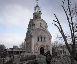 Una iglesia dañada en Mariúpol 