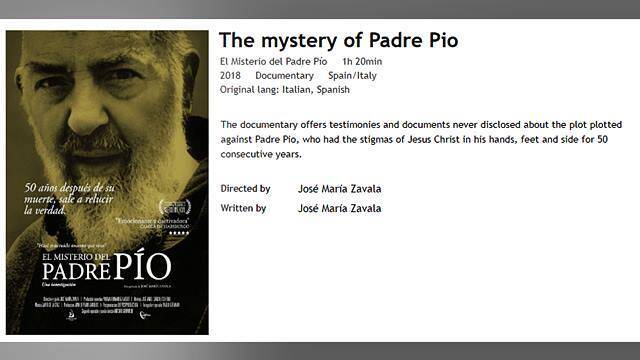 Anuncio de 'The mystery of Padre Pio".