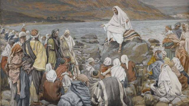 Tissot, 'Jesús enseña al pueblo junto al mar'.