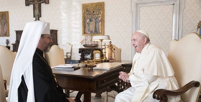 El Papa Francisco recibe al arzobispo mayor Shevchuk por primera vez desde que empezó la guerra en febrero