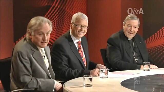 Richard Dawkins, Tony Jones, George Pell.