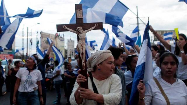 Los católicos se manifiestan en Nicaragua.
