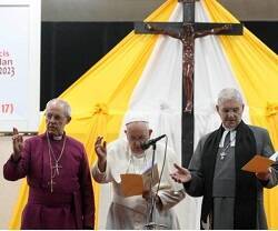 Oración ecuménica en Juba del Papa con el Primado anglicano y el Moderador presbiteriano escocés