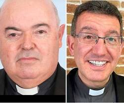 Villalonga, nuevo obispo de Menorca, y a la derecha Abadías, nuevo obispo auxiliar de Barcelona