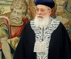 El Rabino sefardí de Jerusalén, Shlomo Amar, en el Palacio de la Zarzuela, en Madrid