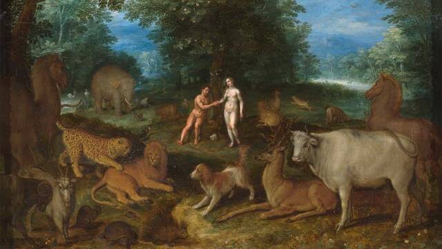 Adán y Eva en el Paraíso de Brueghel el Joven.