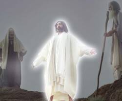 Durante la Transfiguración de Jesús, Moisés y Elías conversaron con él, ante la mirada deslumbrada de Pedro, Santiago y Juan.