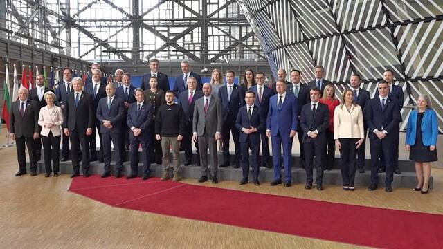 Foto de grupo de los líderes de la Unión Europea.