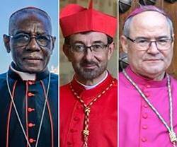 De izquierda a derecha, el cardenal Robert Sarah, el cardenal José Cobo y el arzobispo primado de España, Francisco Cerro.