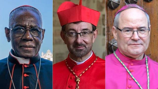 De izquierda a derecha, el cardenal Robert Sarah, el cardenal José Cobo y el arzobispo primado de España, Francisco Cerro.