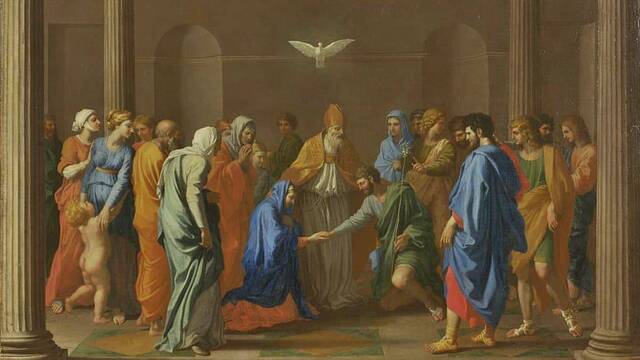 El matrimonio, en la segunda serie de pinturas sobre los sacramentos de Nicolas Poussin (1594-1665).