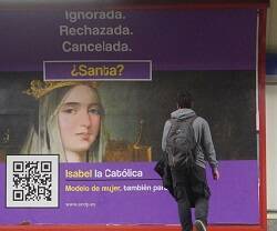 Campaña sobre Isabel la Católica en marquesinas del metro de Madrid